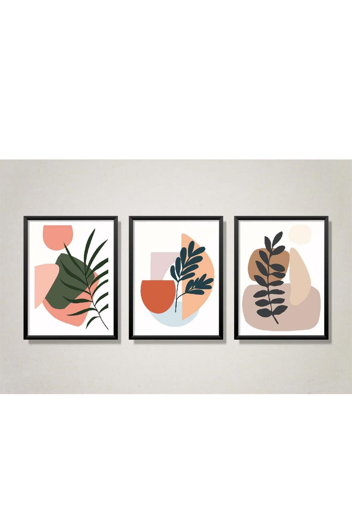 3'lü bohem tarzı dekoratif duvar tablo seti