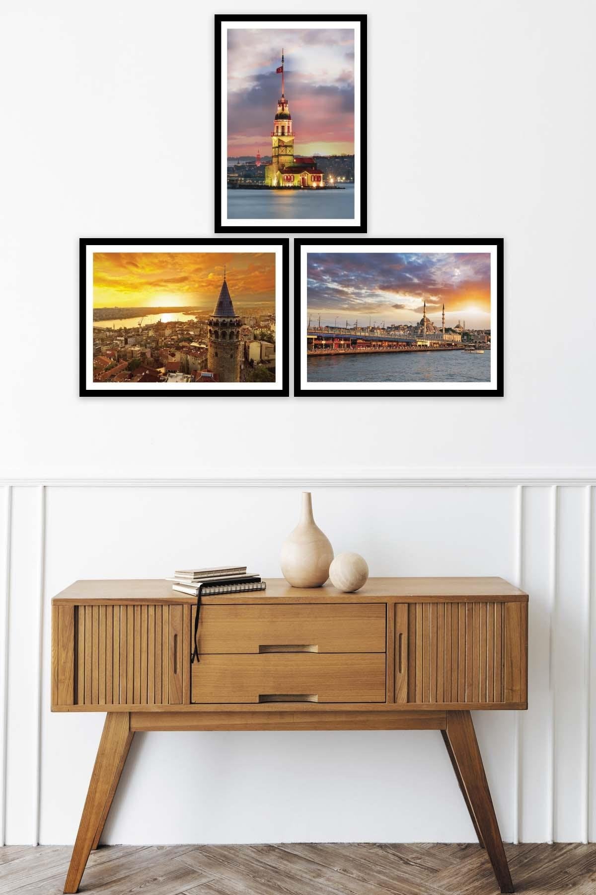 Galata Kulesi Ve Kız Kulesi Temalı Tablo Seti
