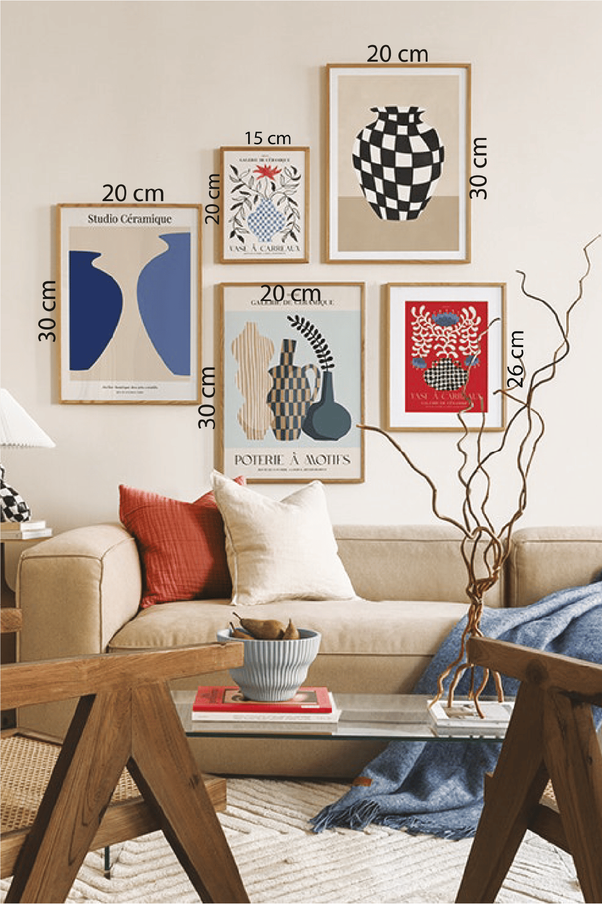 5 Parça Vazo Temalı Ahşap Çerçeve Görünümlü tablo Seti