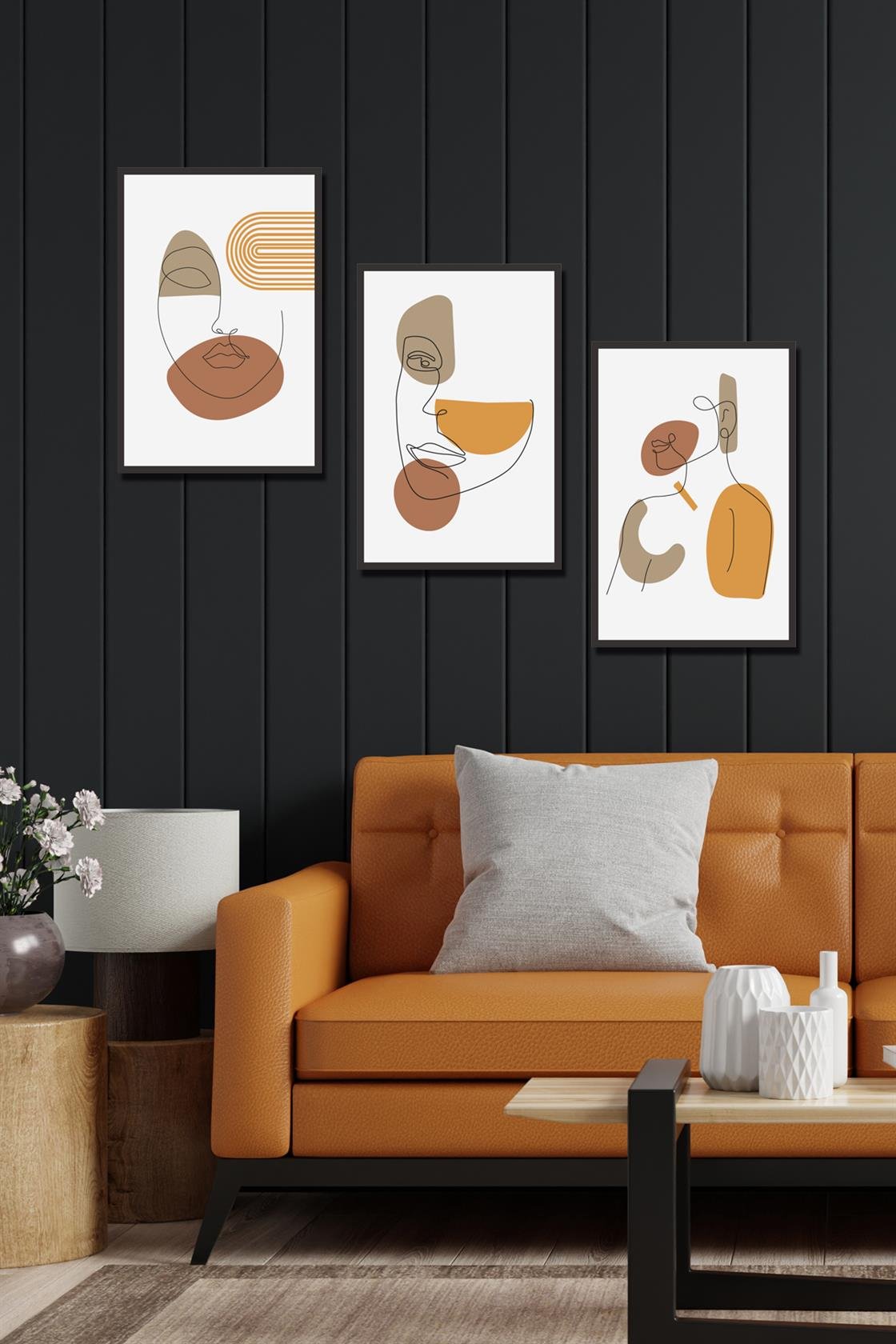 3 parça 30x40 mdf tablo seti kadın süliet