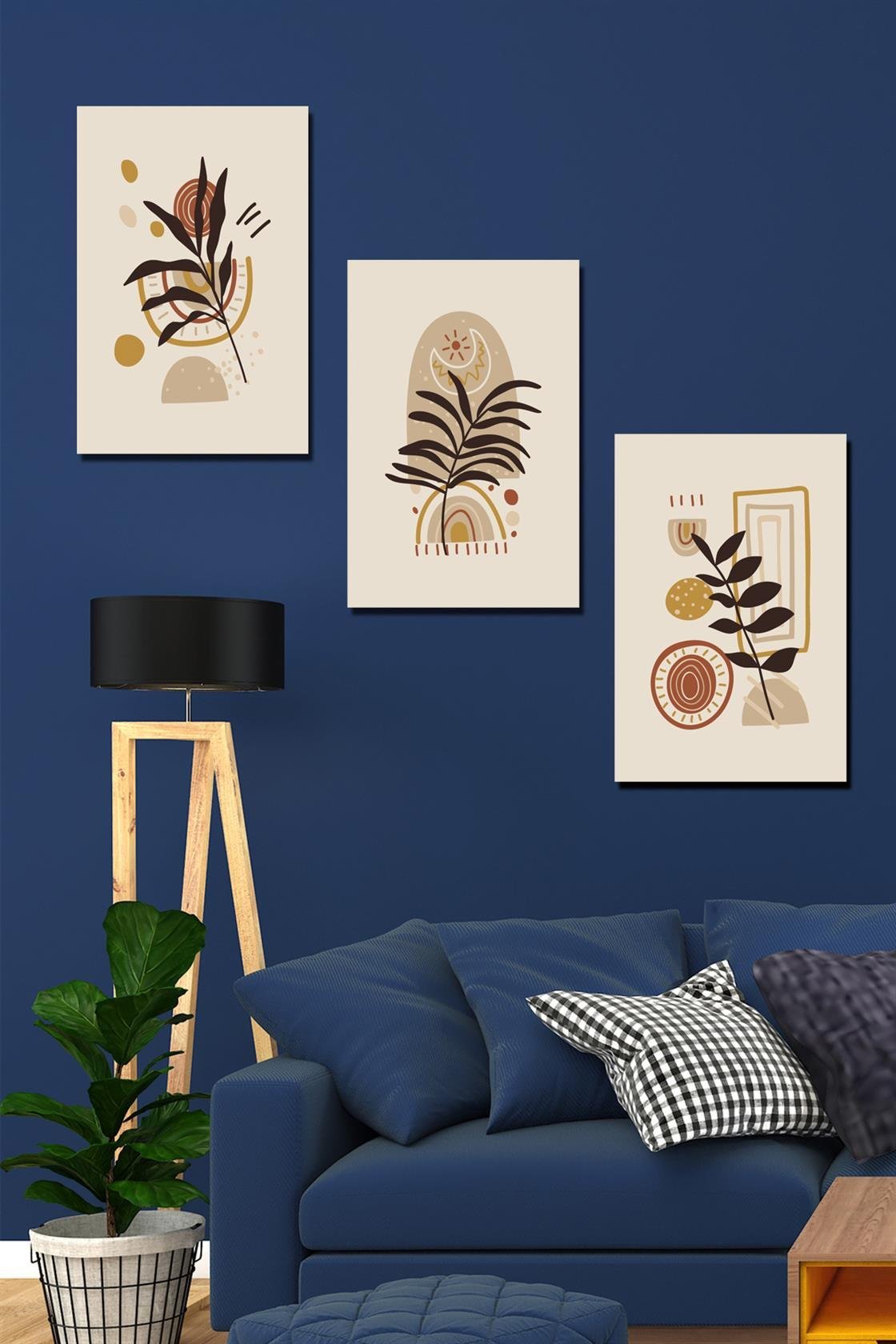 3 Parça yaprak tarzı dijital baskı tablo seti