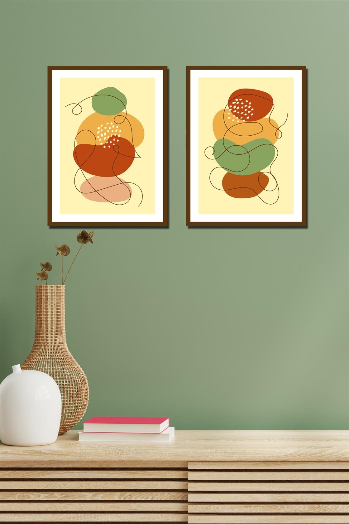 Sanatsal 2 parça tablo seti çerceve görünümlü