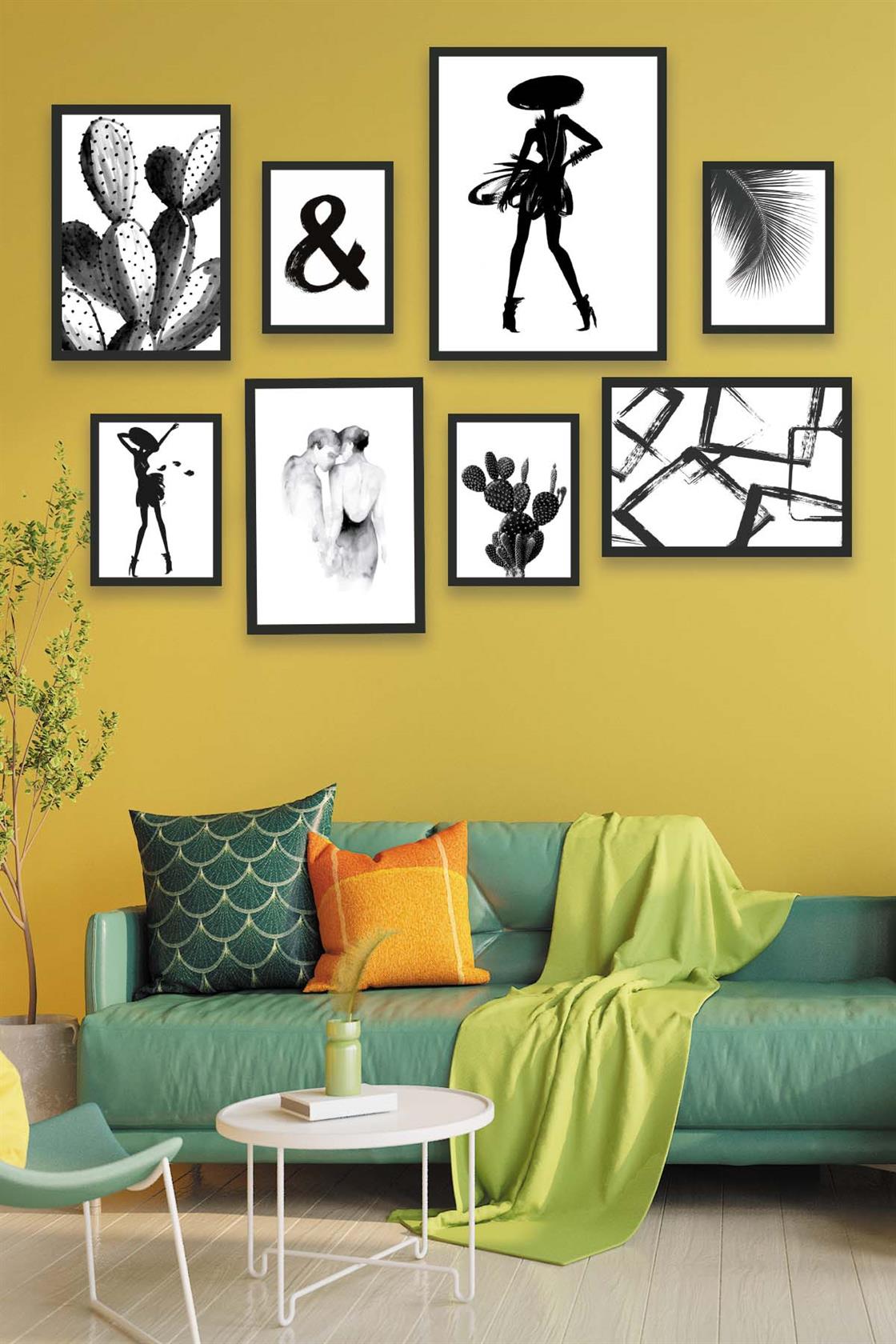 Siyah Beyaz Modern Tasarım Temalı Tablo Seti