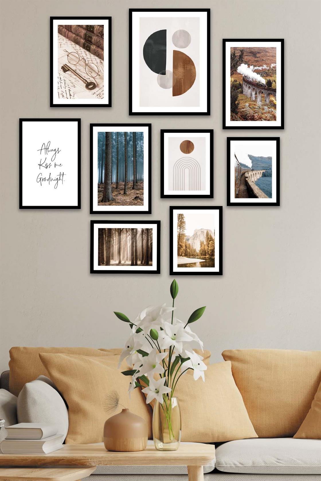 Soyut Orman Ve Manzara Tasarım Temalı Tablo Seti