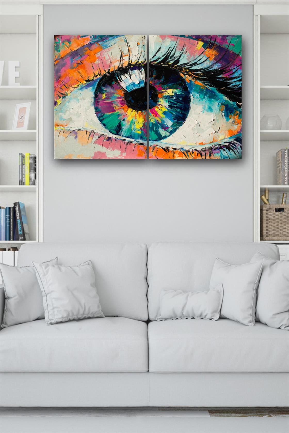 2 Parça Yağlı Boya Tarzında Dijital Baskı Tablo Seti