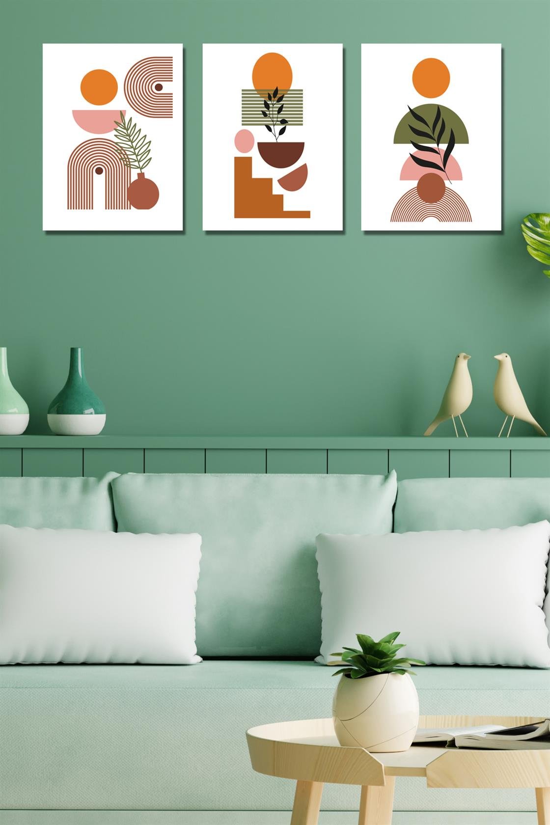 3 parça bohem tarzı tablo seti