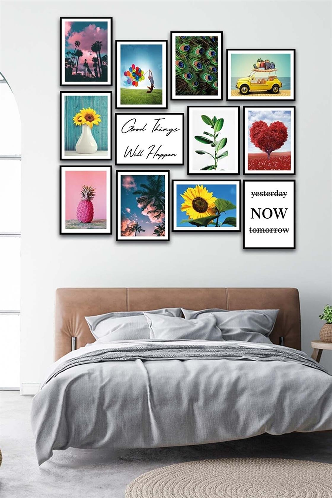 12 Parça Modern Tarzda Sanatsal Mdf Tablo Seti