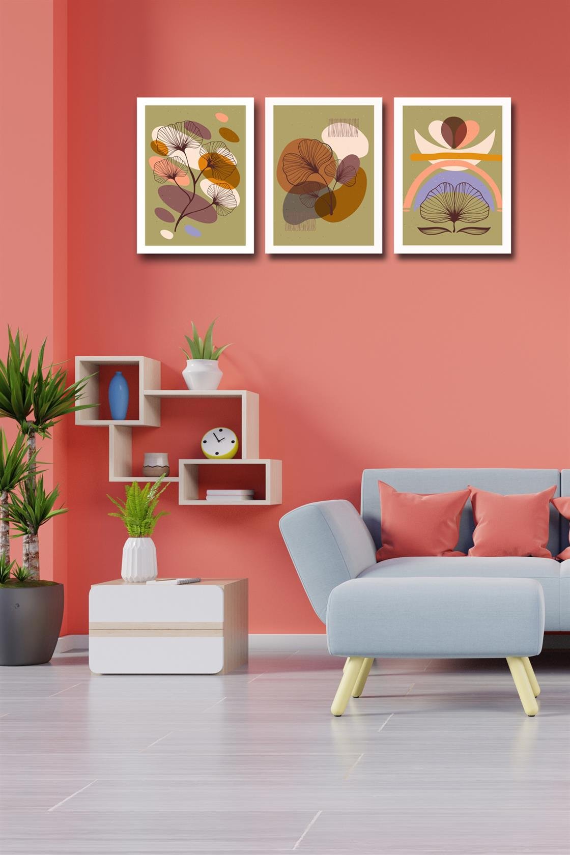 3 Parça Sanatsal Bohem Tarzı Tablo Seti