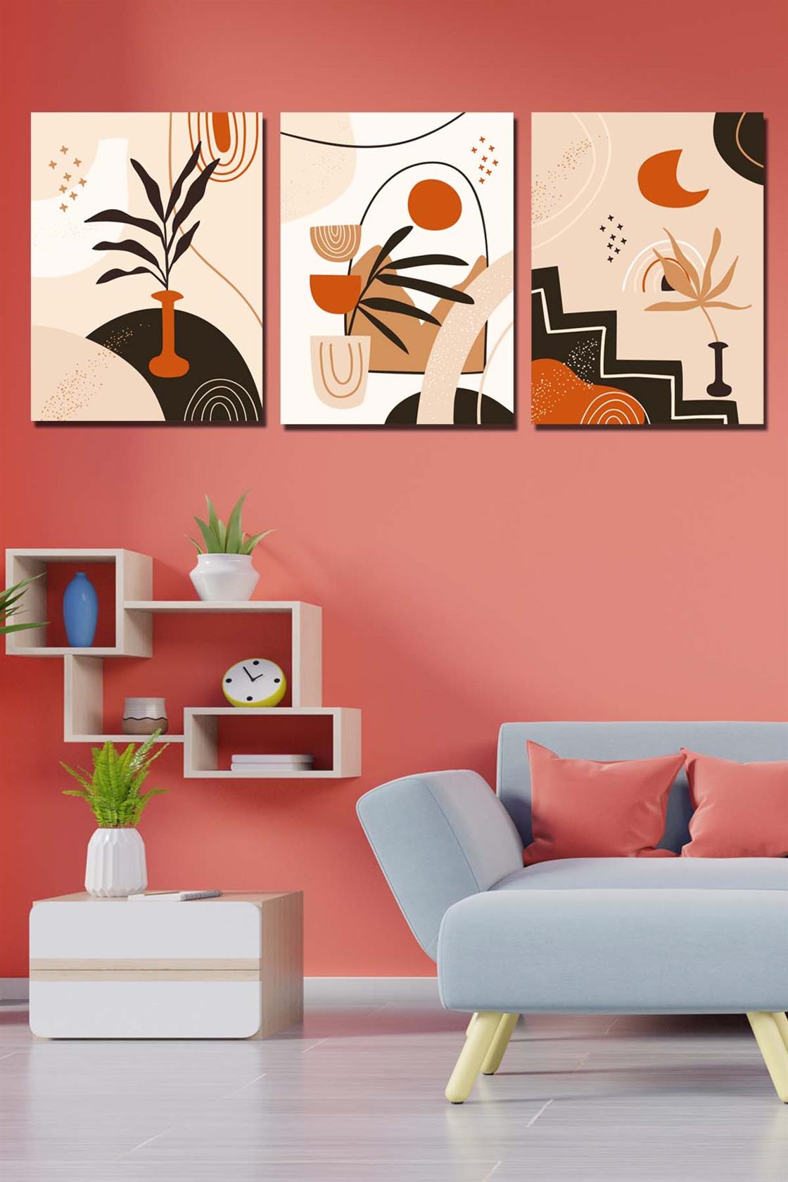 3 Parça sanatsal tablo seti dijital baskı