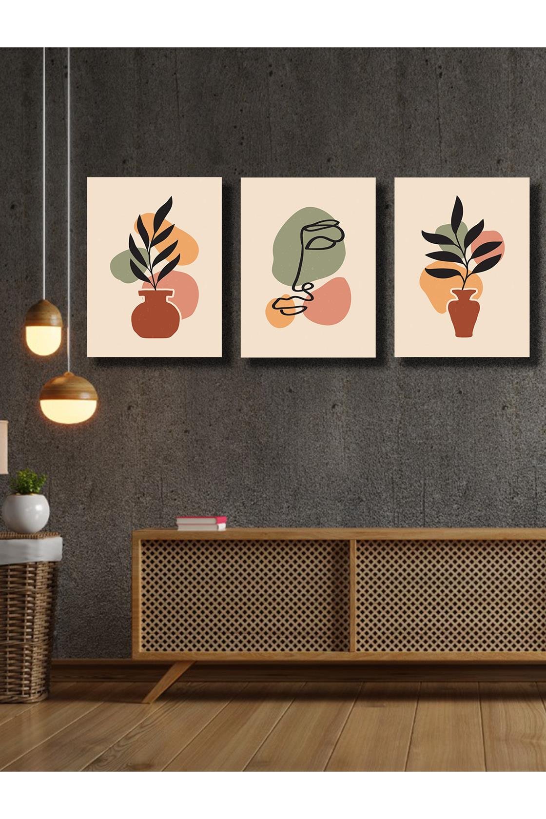 Sanatsal tarzda 3 lü tablo seti