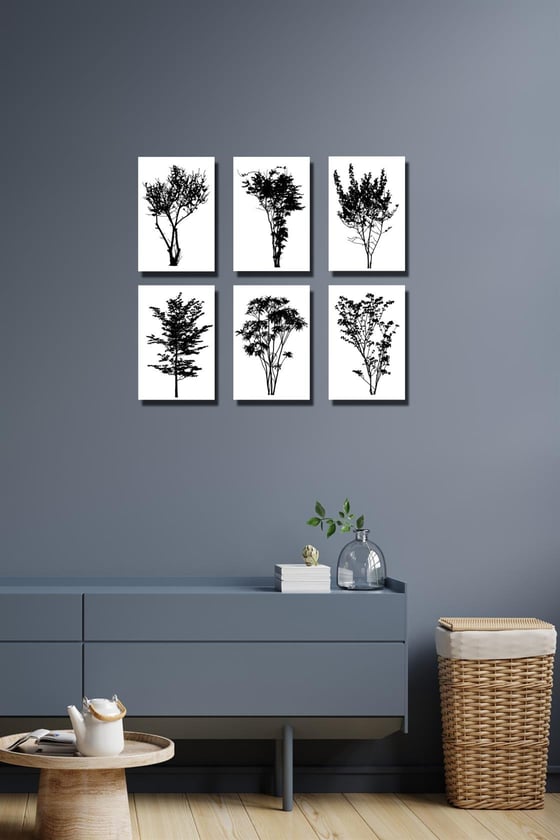 6 Parça kuru dal dijital baskı tablo seti