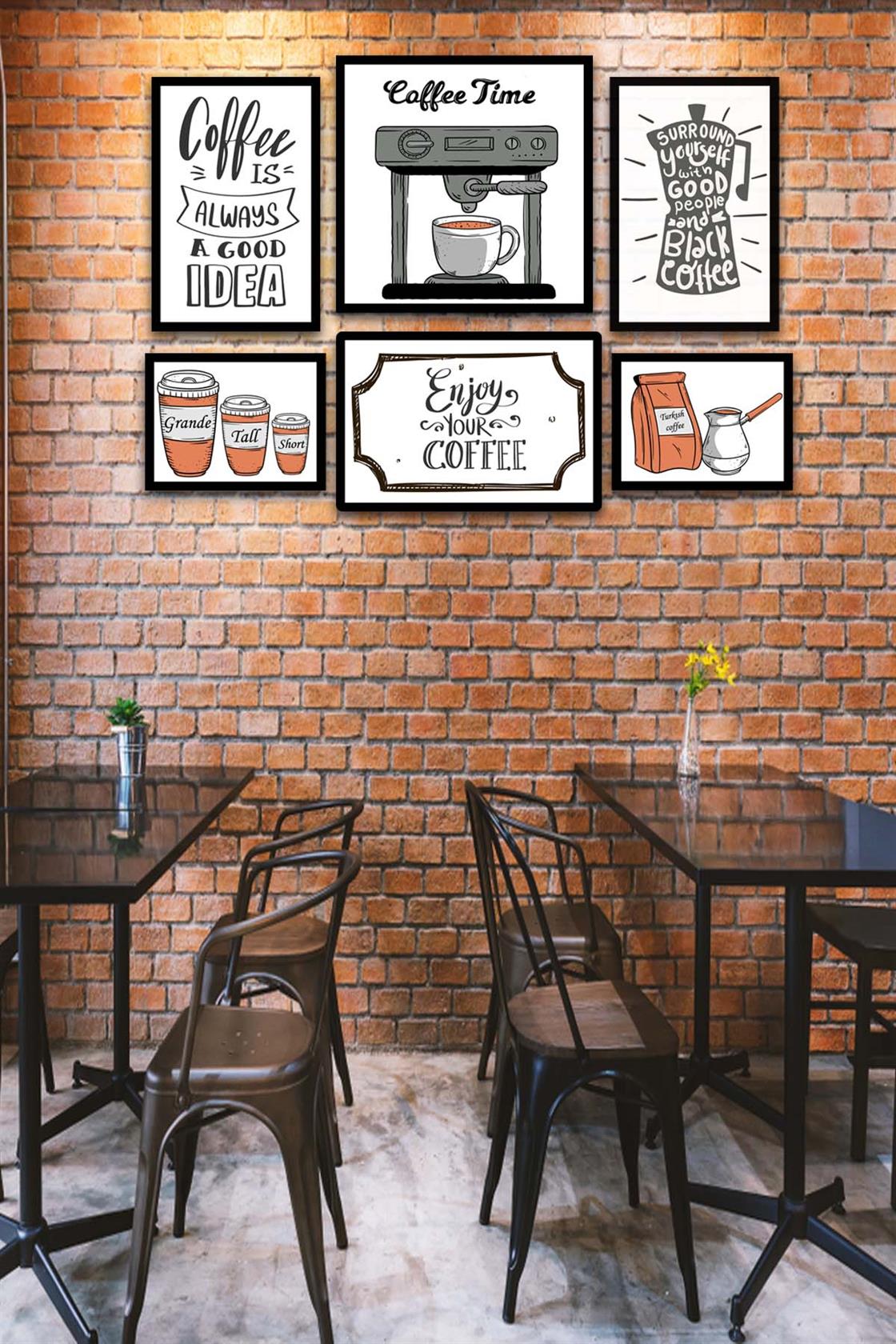 6 Parça Coffee Time Mdf Tablo Seti