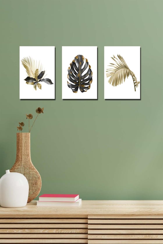 Altın varaklı 3 parça tablo seti