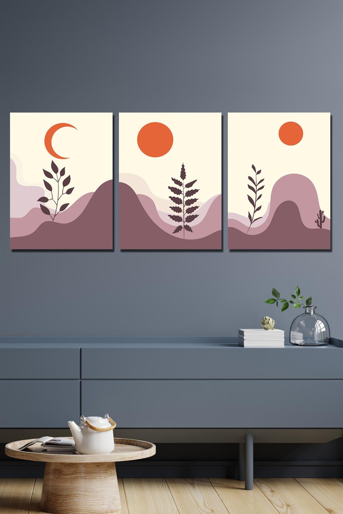 3 Parça Sanatsal dijital baskı tablo seti