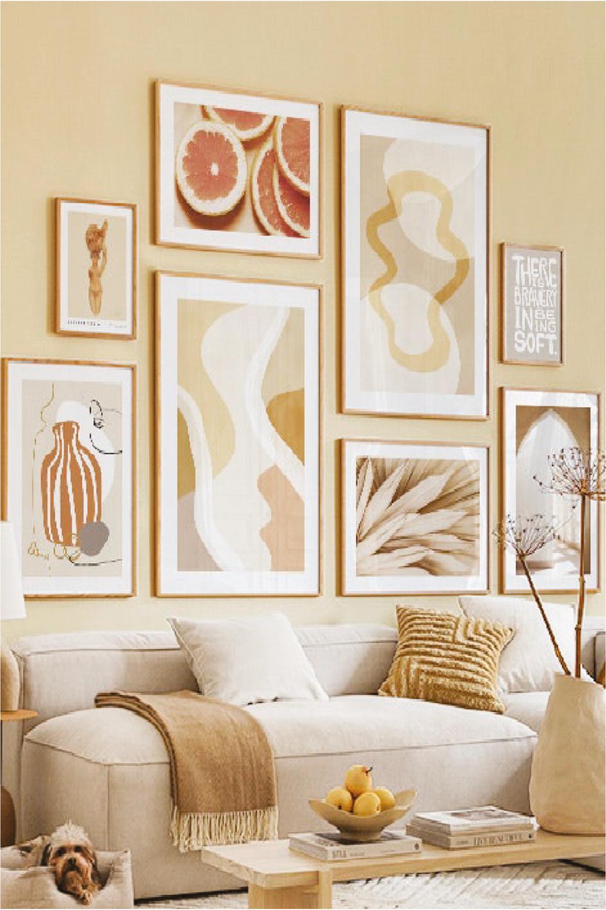 8 Parça Bohem Tarzında (AHŞAP ÇERÇEVE GÖRÜNÜMLÜ) Tablo Seti