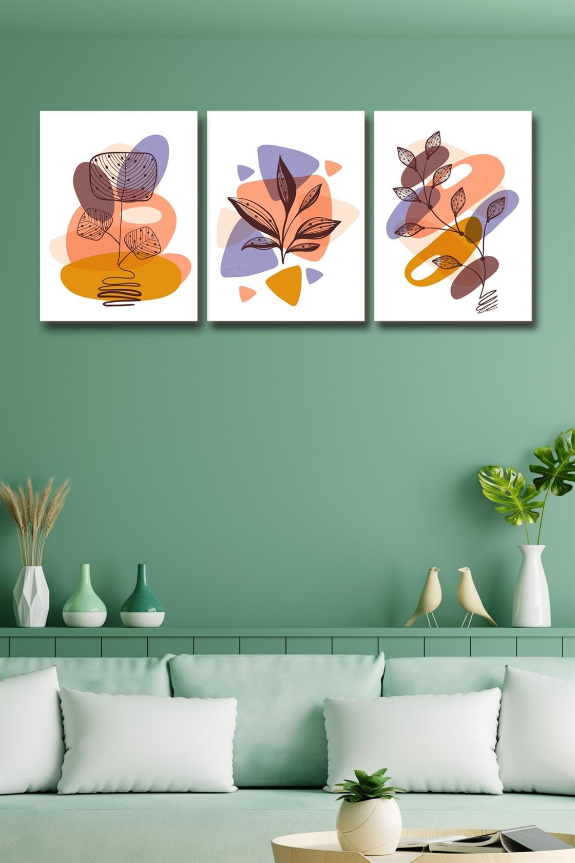 3 Parça Modern Tarzda Sanatsal Tablo Seti