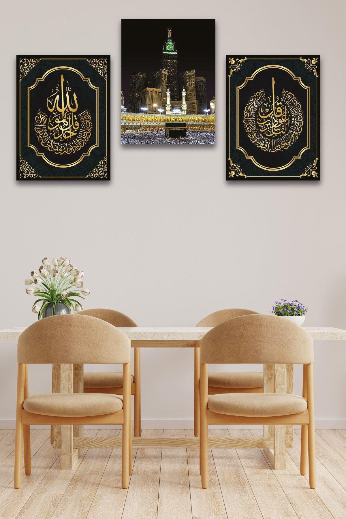 3 Parça Siyah Kabe Temalı Tablo Seti