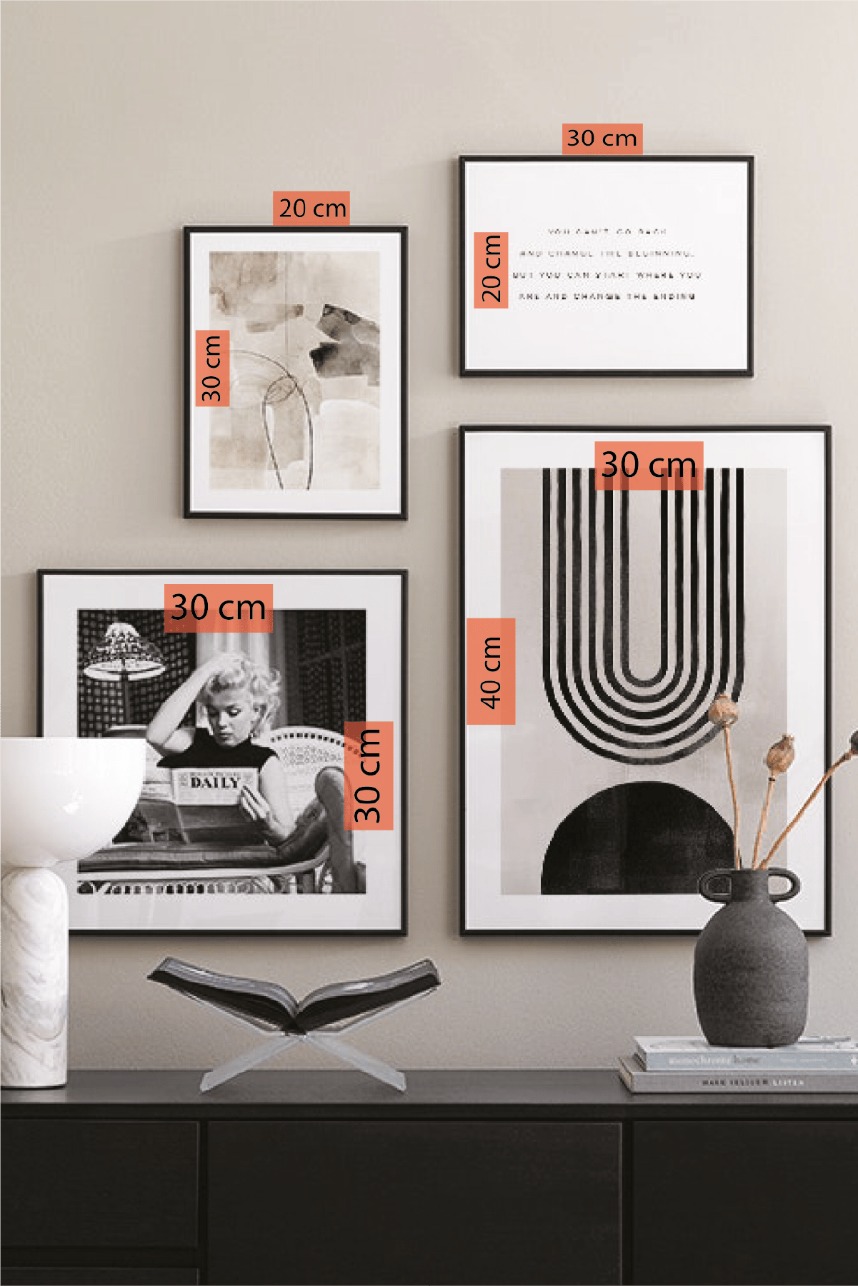 Modern Sanat Tarzında Siyah Beyaz Temalı Tablo Seti