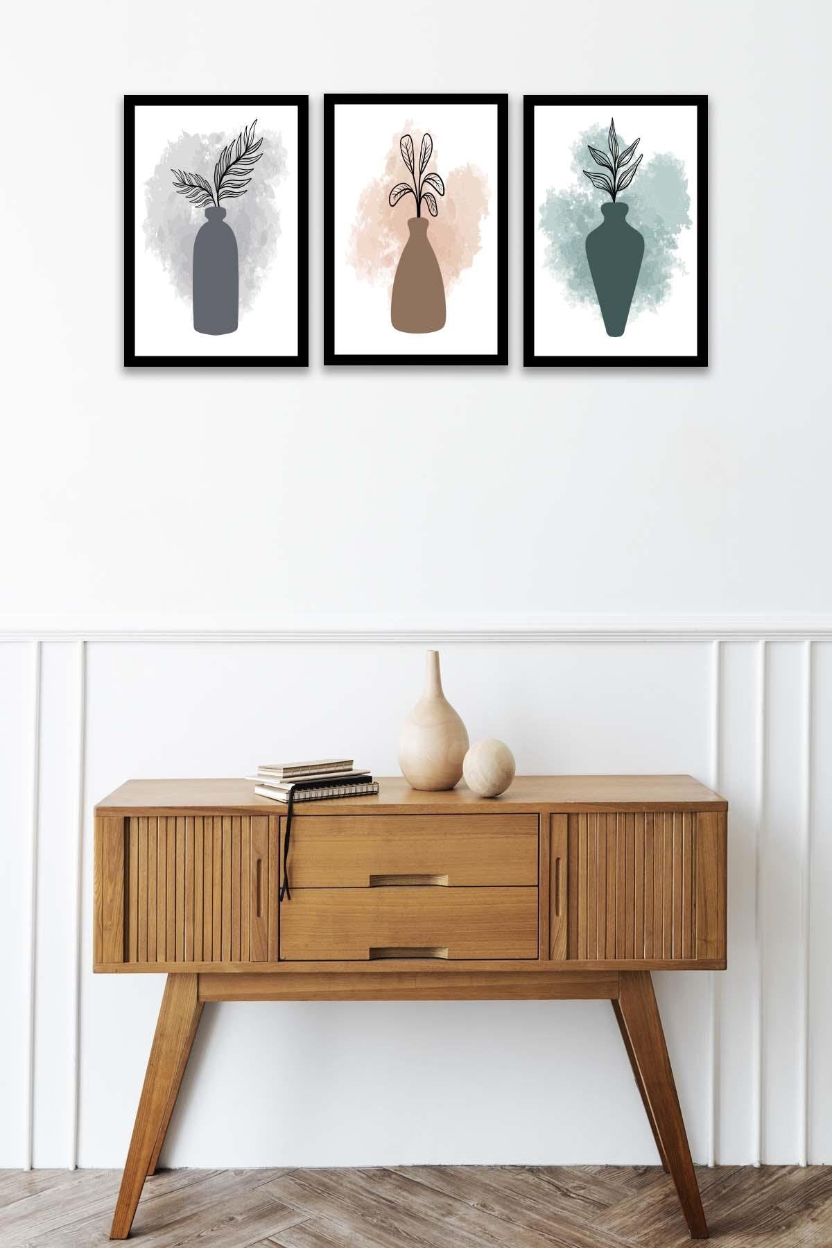 3 Parça Suluboya Tarzında Sanatsal Tablo Seti