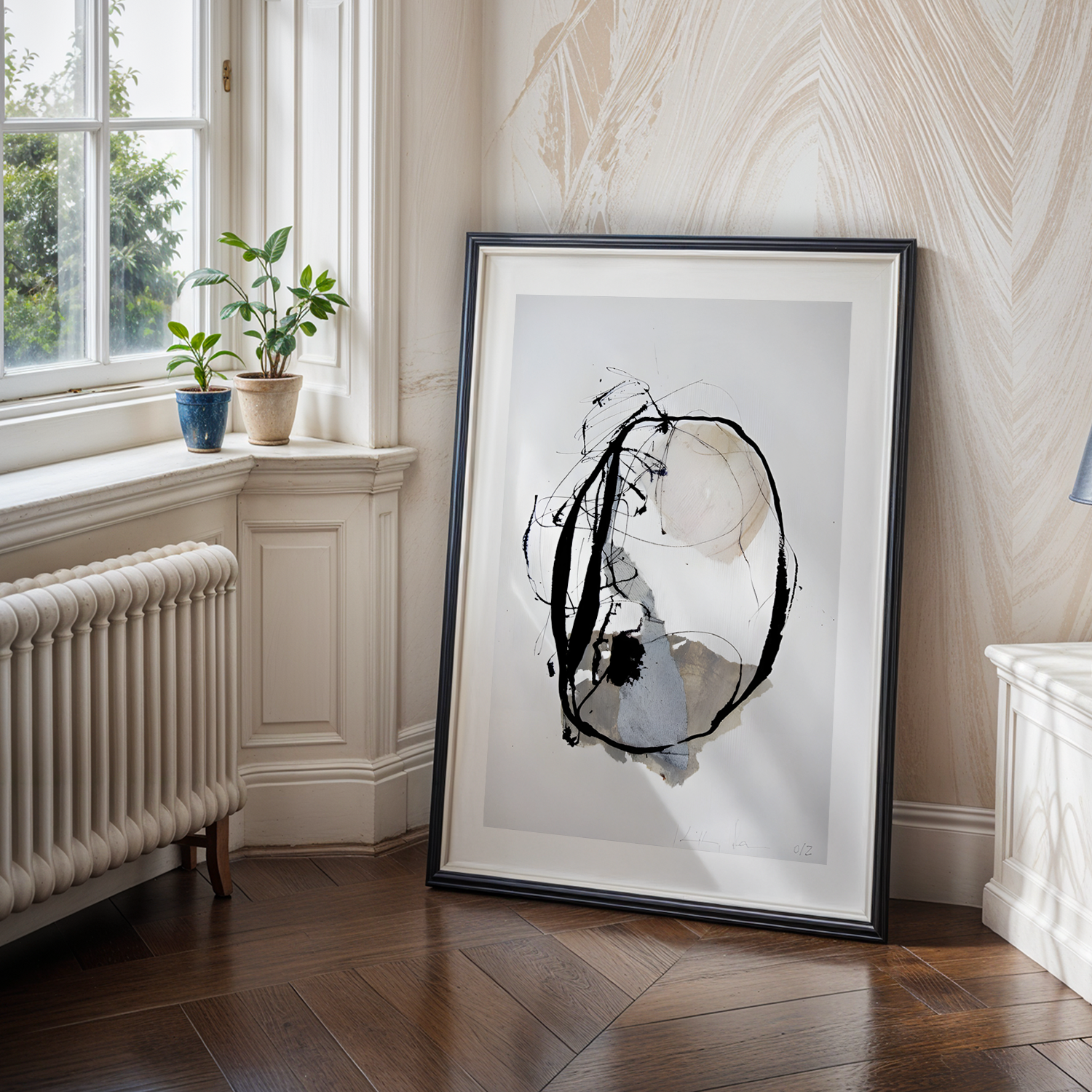 Minimal Form Tek Parça Siyah Çerçeveli Ahşap Tablo