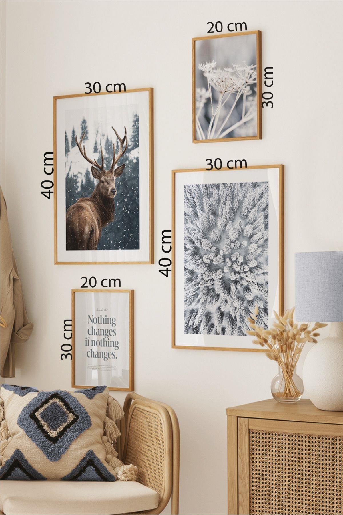 4 Parça Getik Ve Matisse Temalı Ahşap Çerçeve Görünümlü Tablo Seti