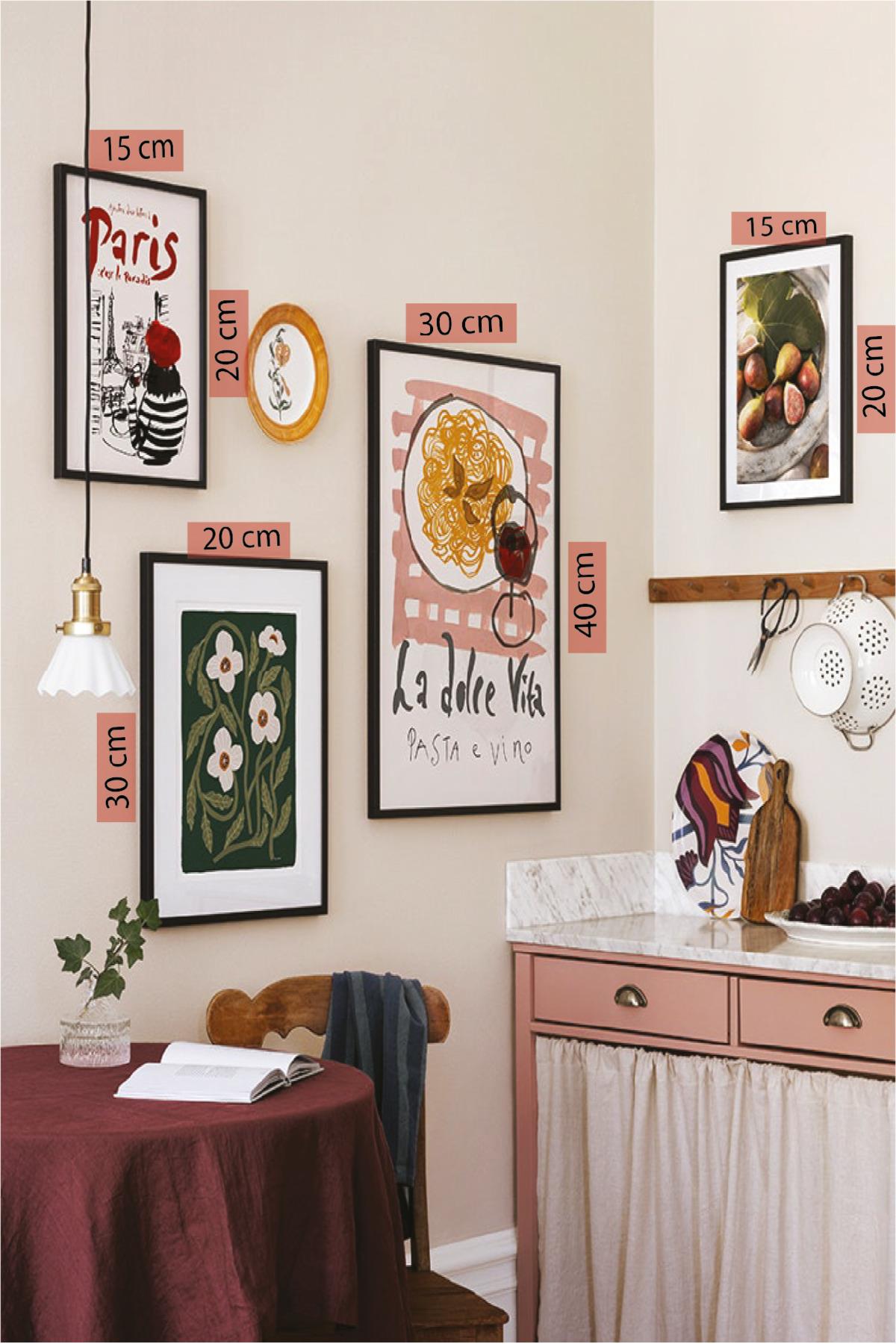 4 Parça La Doler Vita Soyut Modern Sanat (SİYAH ÇERÇEVE GÖRÜNÜMLÜ) Tablo Seti