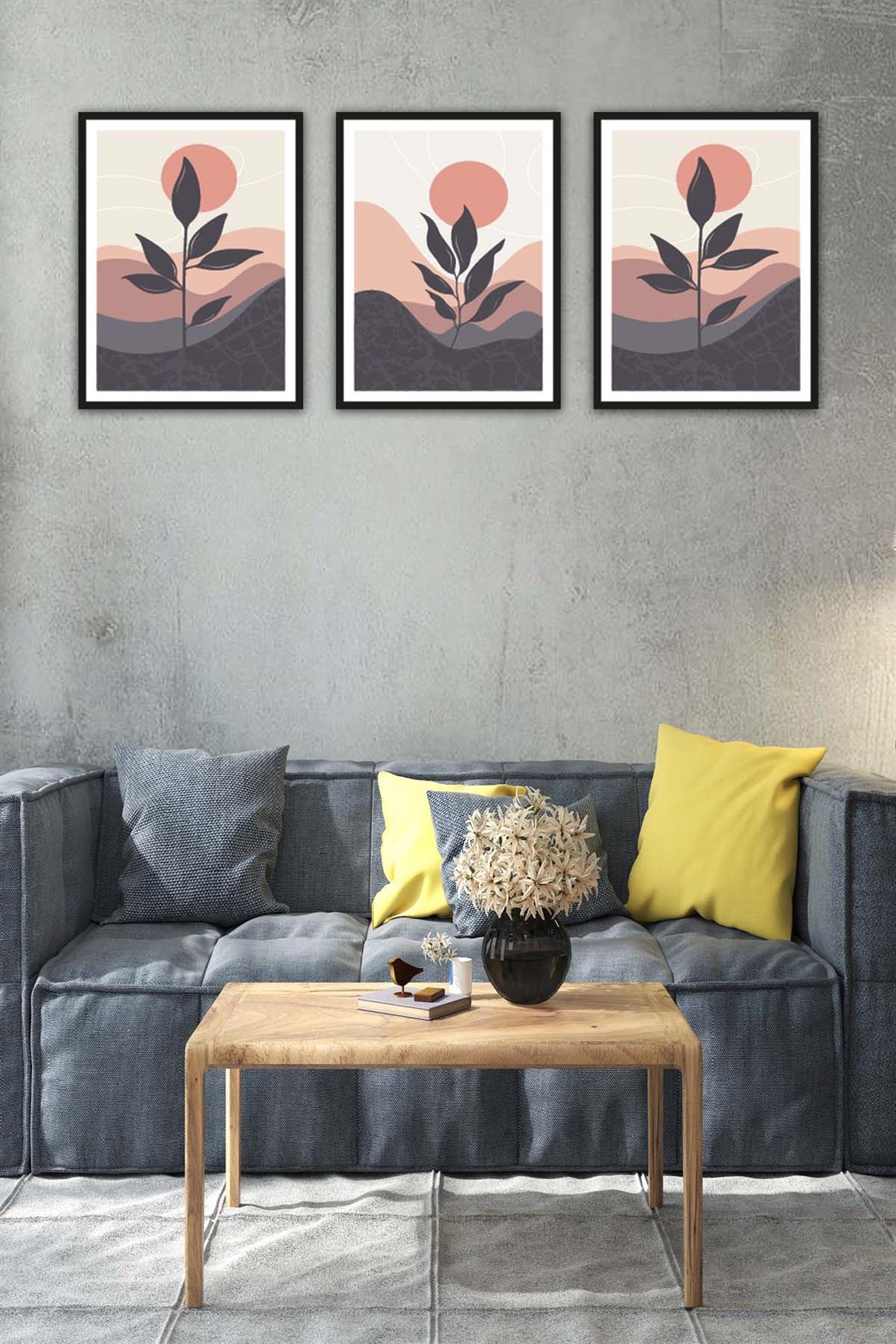 3 Parça Bohem Tarzında Mdf Tablo Seti