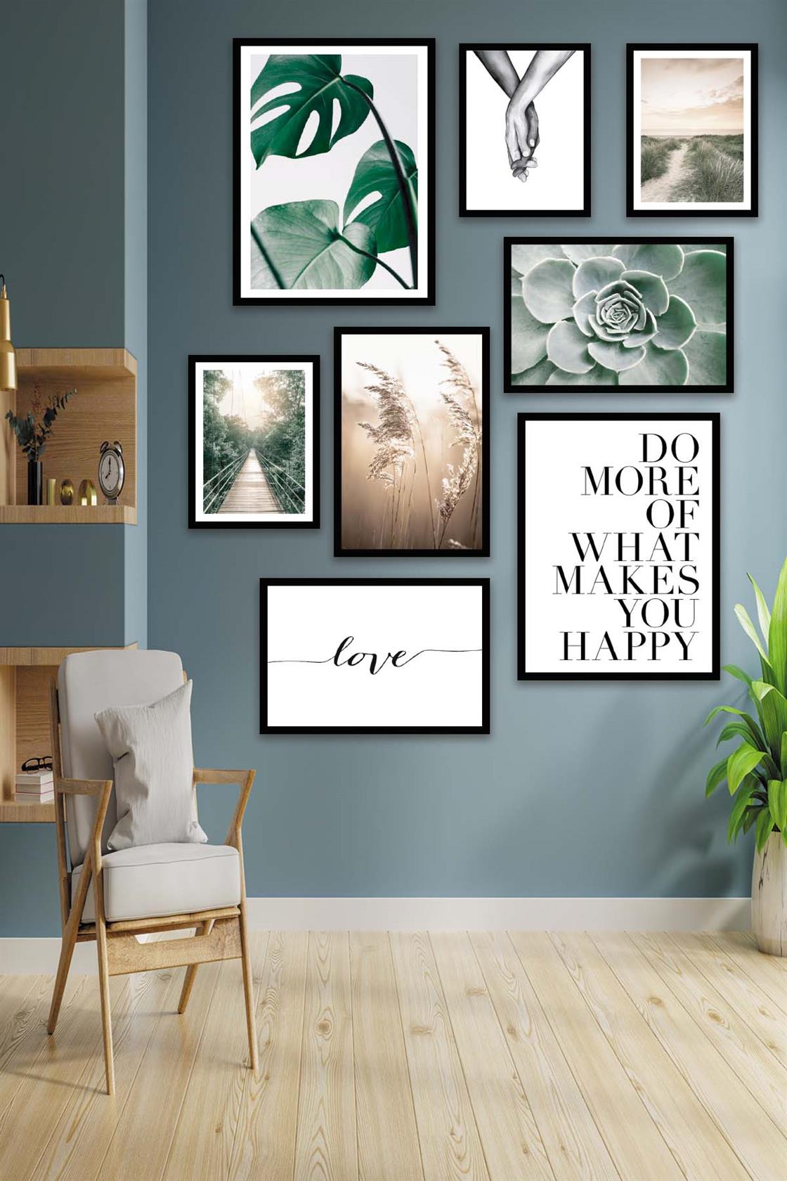 Botanik Ve Yazı Temalı Sanatsal Tablo Setimiz