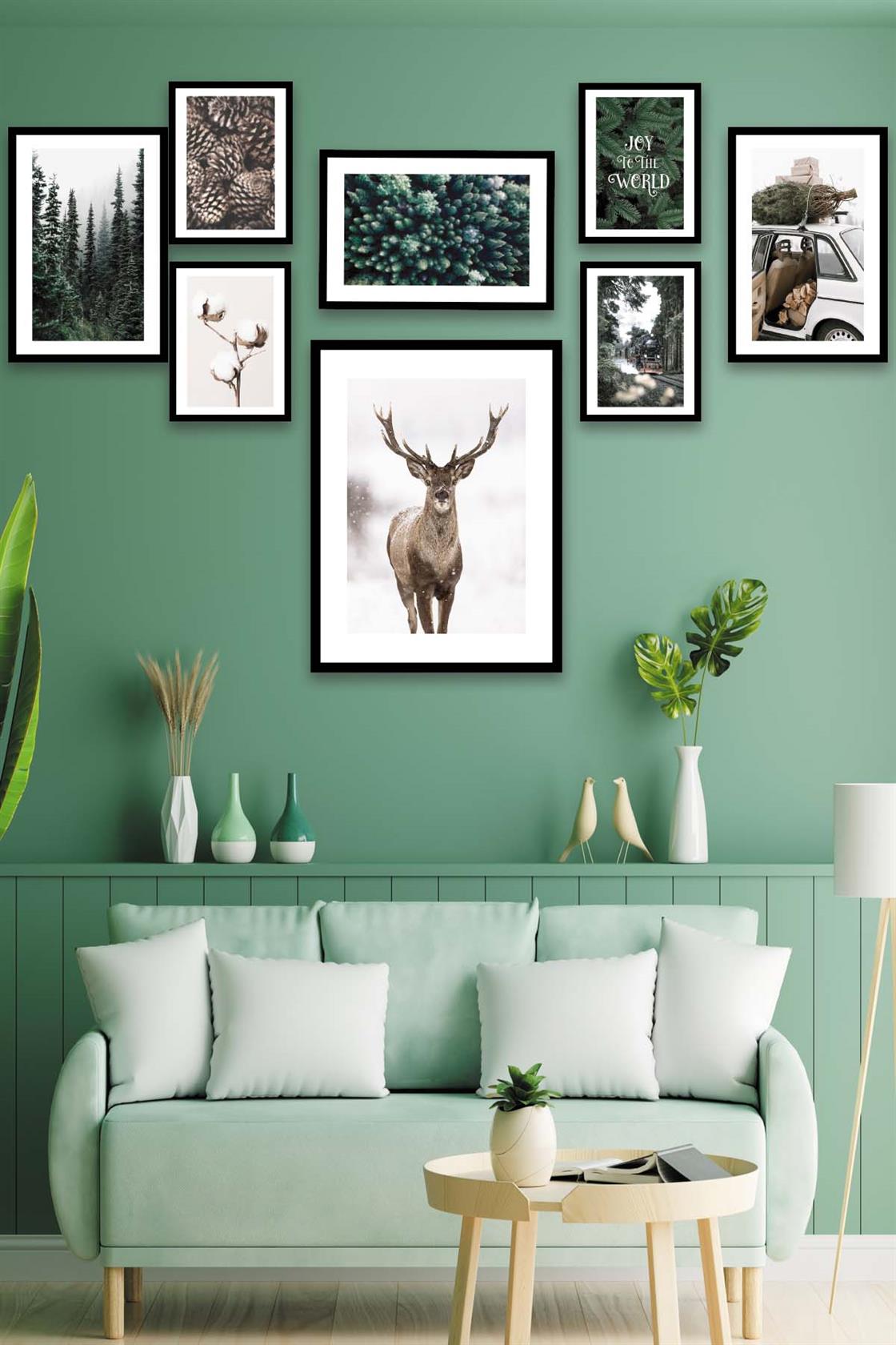 Doğa Orman Ve Geyik Temalı Sanatsal Tablo Seti