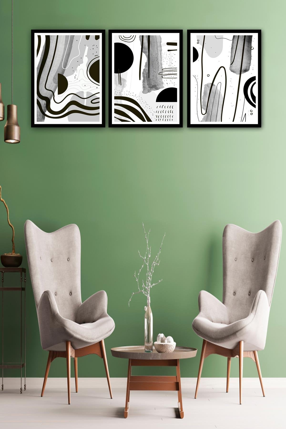 Modern Tarzda Siyah Çerçeve Görünümlü Tablo Seti