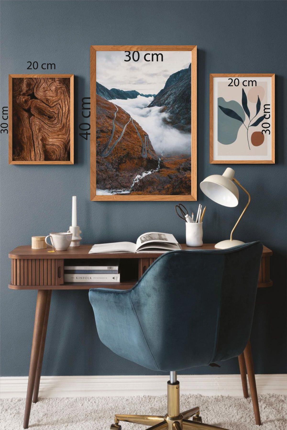 3 Parça İsveç Dağları Ve Bohem Temalı Tablo Seti