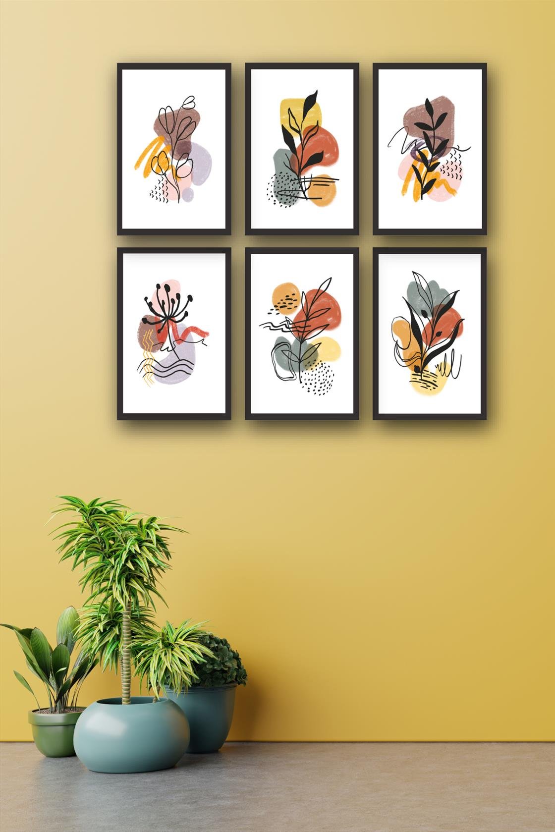 6 Parça Bohem Tablo Seti Uv Dijital Baskı