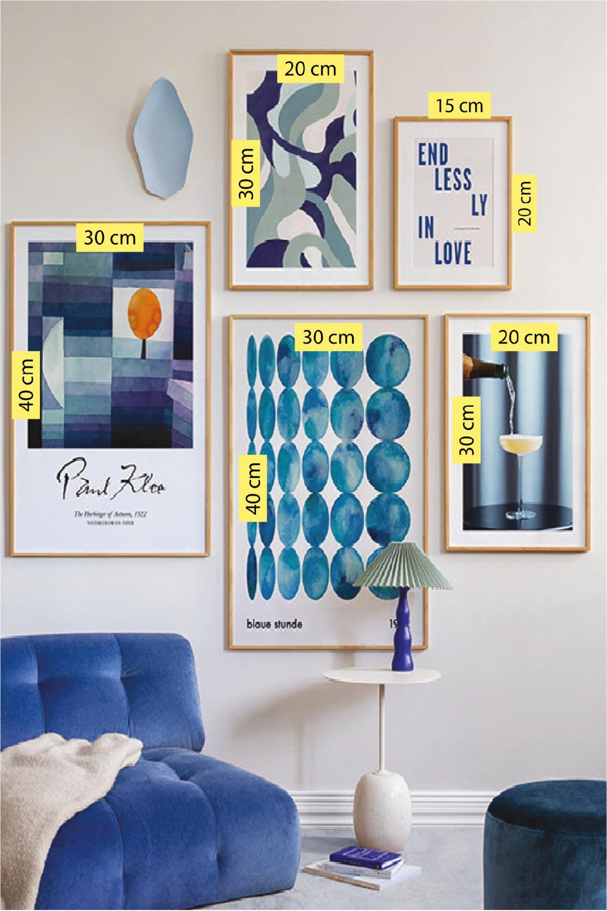 5 Parça End Less Ly In Love Blue Tarzında (AHŞAP ÇERÇEVE GÖRÜNÜMLÜ) Tablo Seti