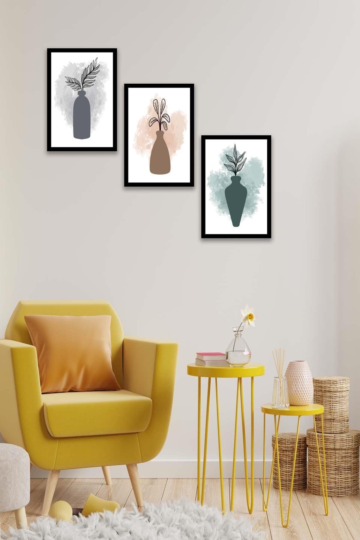 3 Parça Suluboya Tarzında Sanatsal Tablo Seti