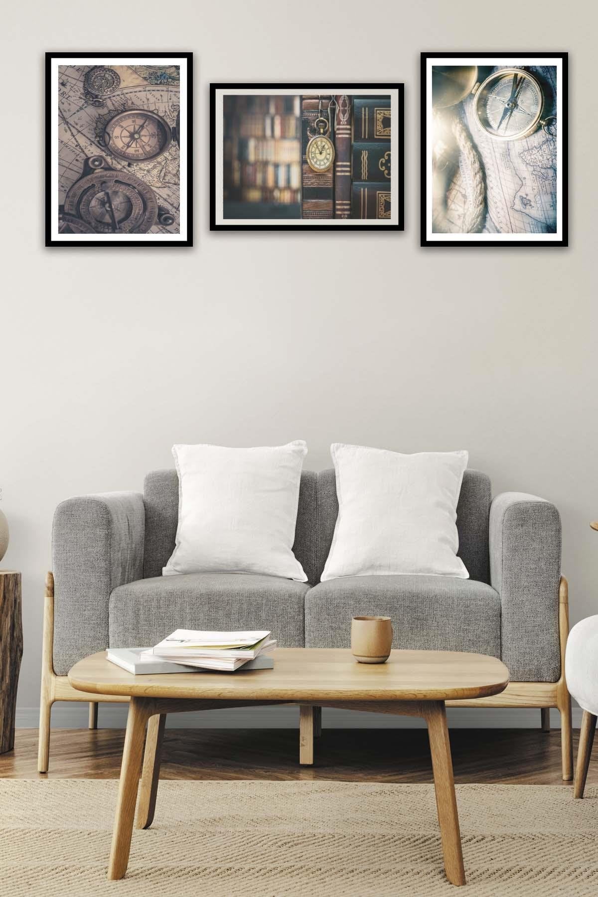 Pusula Temalı Siyah çerçeve Görünümlü Tablo Seti