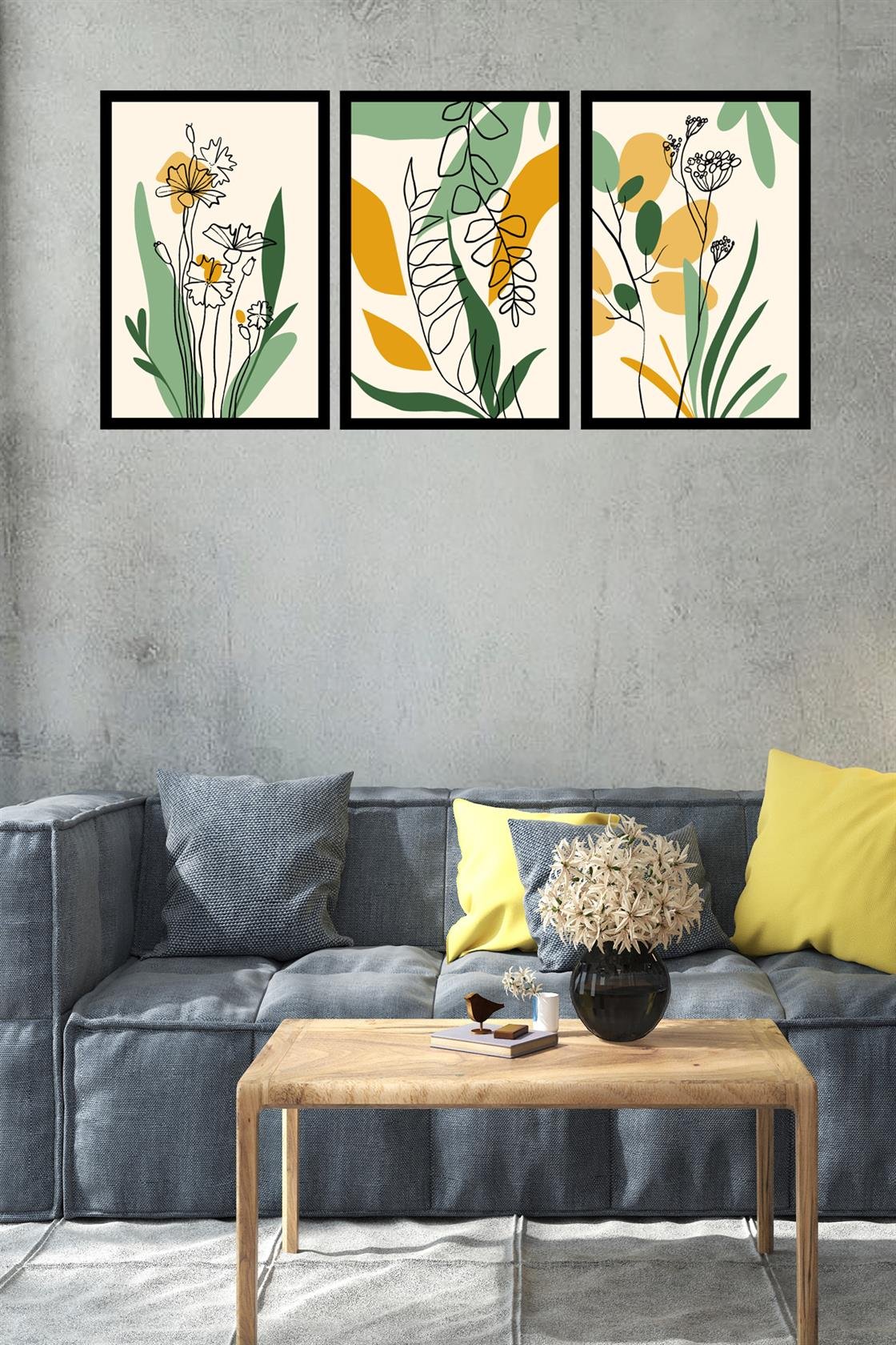 3 Parça Bohem Tarzı Sanatsal Mdf Tablo Seti