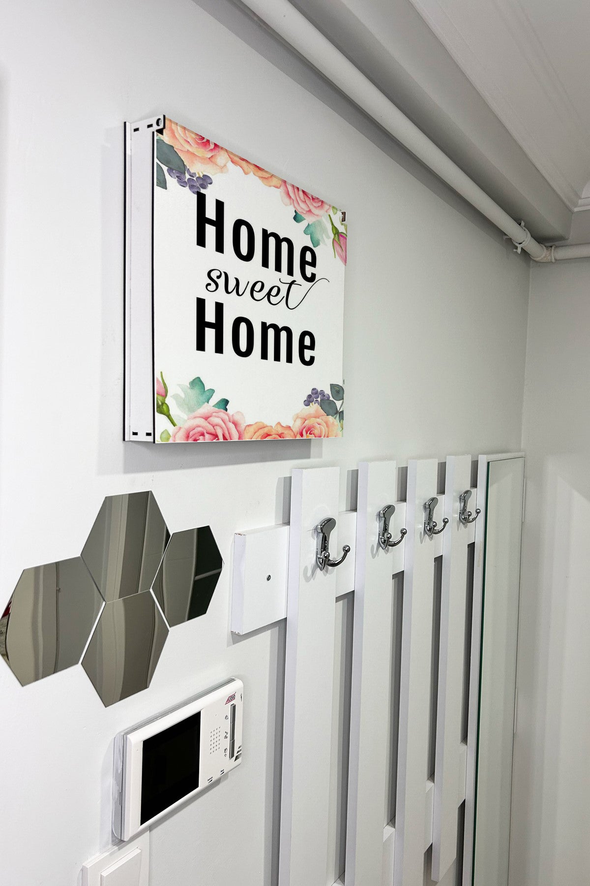 Home Sweet Home Görünümlü Ahşap Sigorta Saklama Kutusu