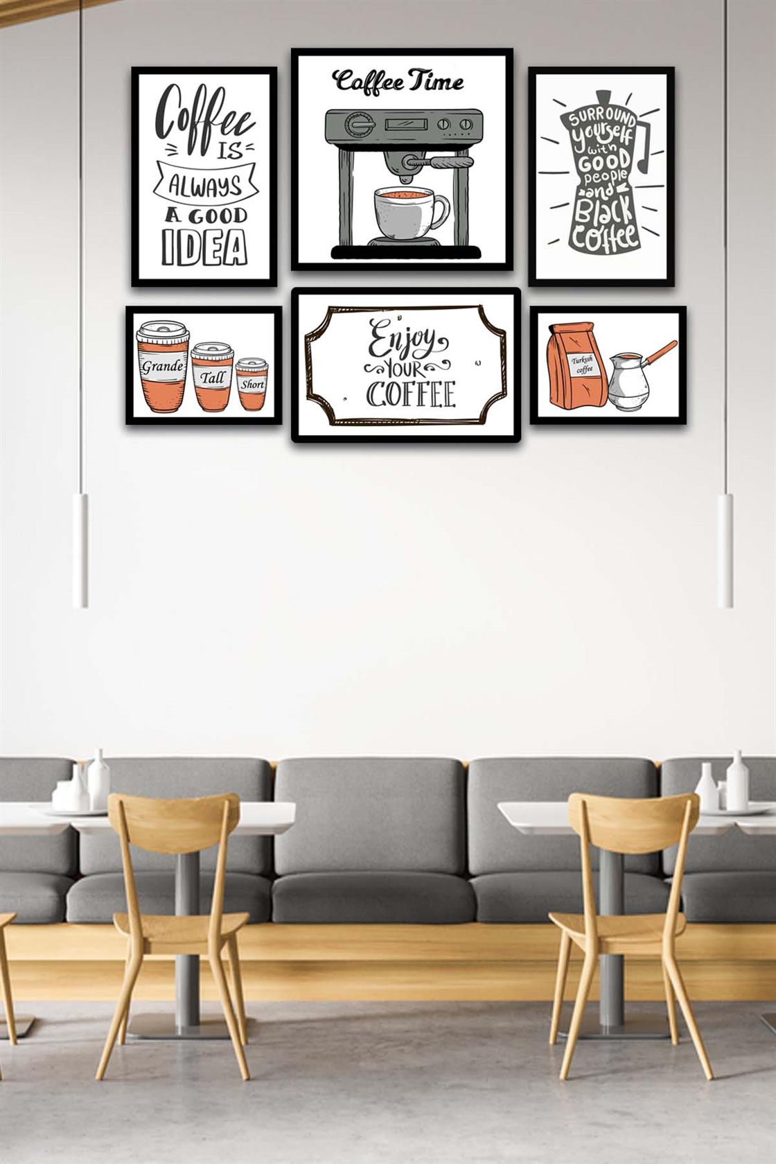 6 Parça Coffee Time Mdf Tablo Seti