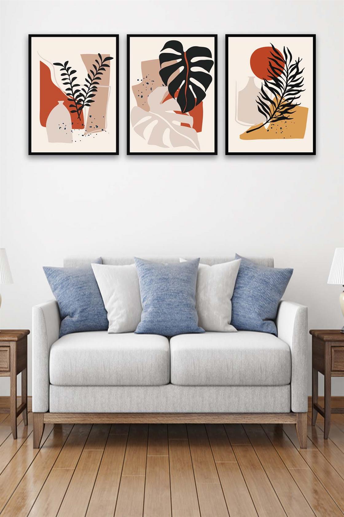 3 Parça Bohem Tarzda Sanatsal Tablo Seti