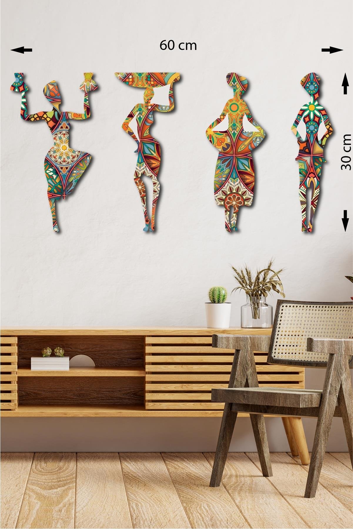 4 Parça Etnik Desenli Afrikalı Kadınlar