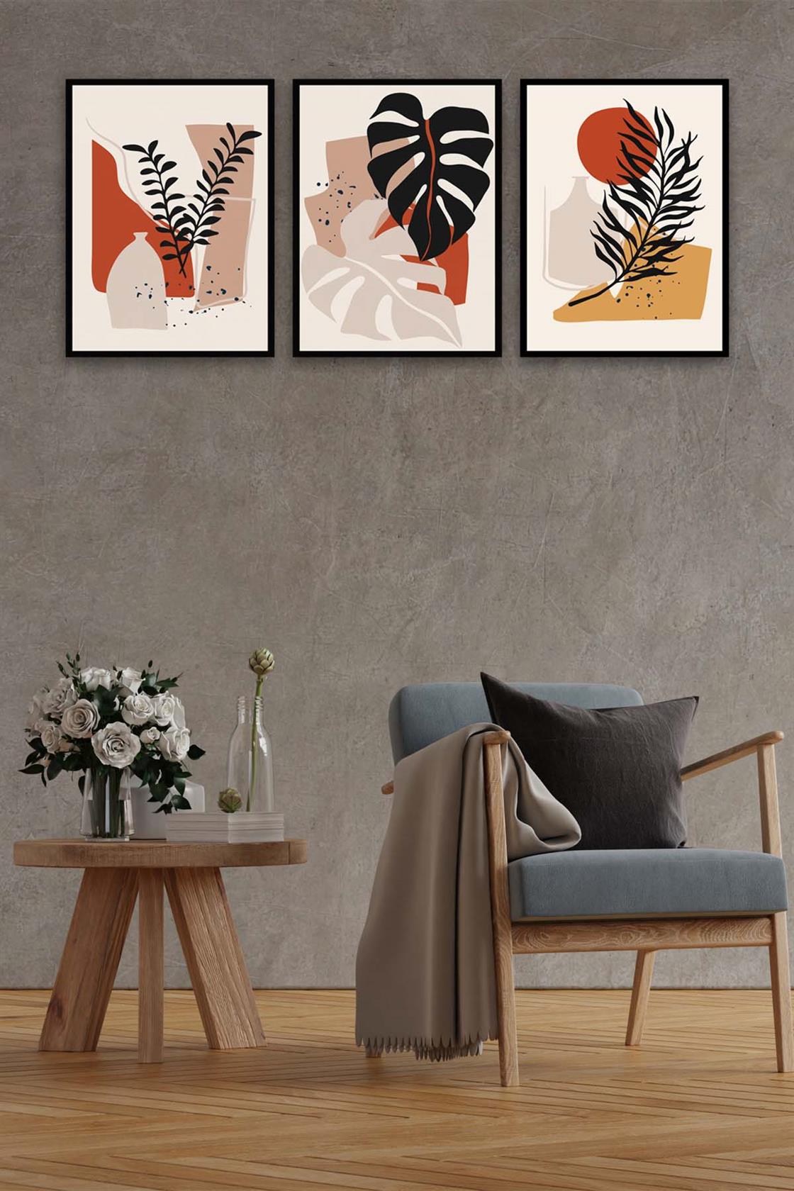 3 Parça Bohem Tarzda Sanatsal Tablo Seti