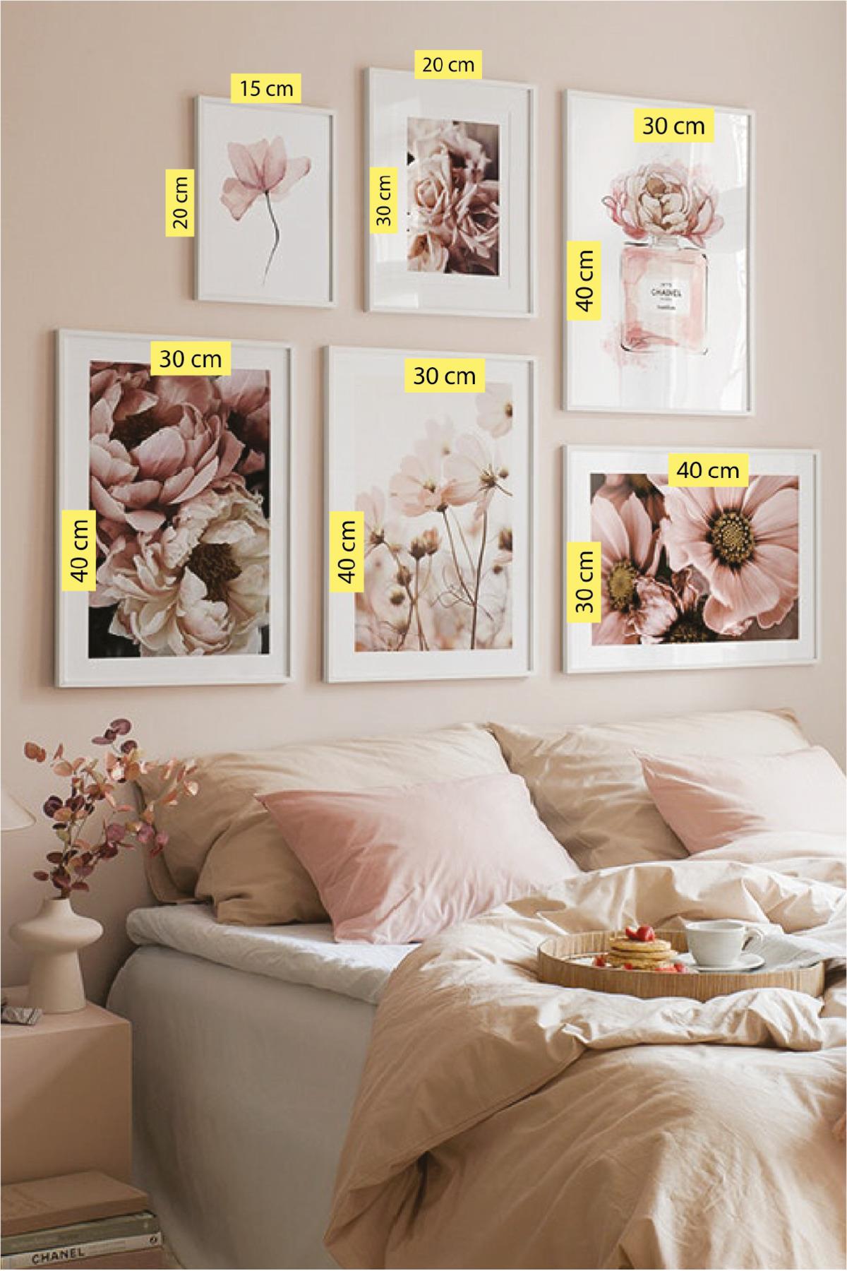 6 Parça Coco Chanel Ve Gül Desenli Sanatsal Tablo Seti