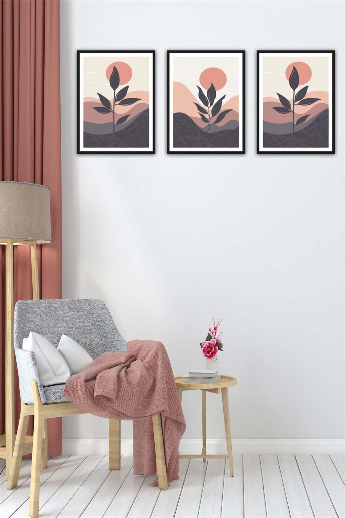 3 Parça Bohem Tarzında Mdf Tablo Seti