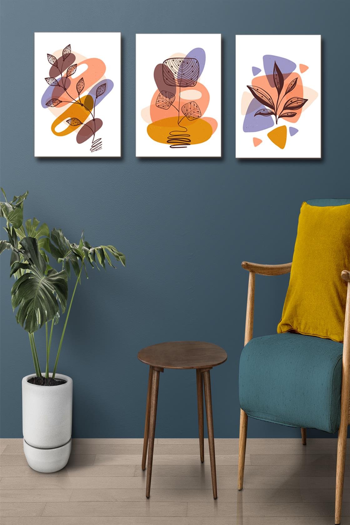 3 Parça Modern Tarzda Sanatsal Tablo Seti