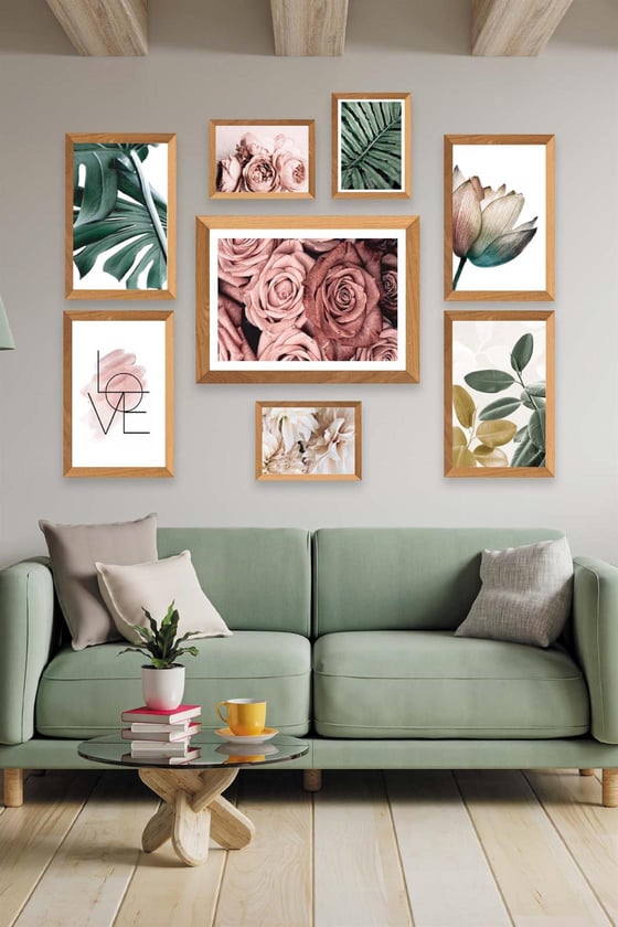 Love Gül Ve Botanik Çiçekler Temalı Tablo Seti