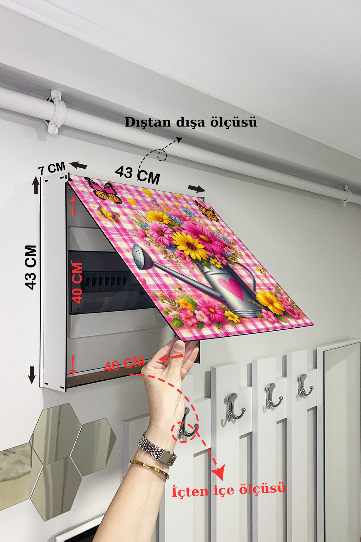 Vazo Görünümlü Çiçek Sulama Temalı Ahşap Sigorta Saklama Kutusu