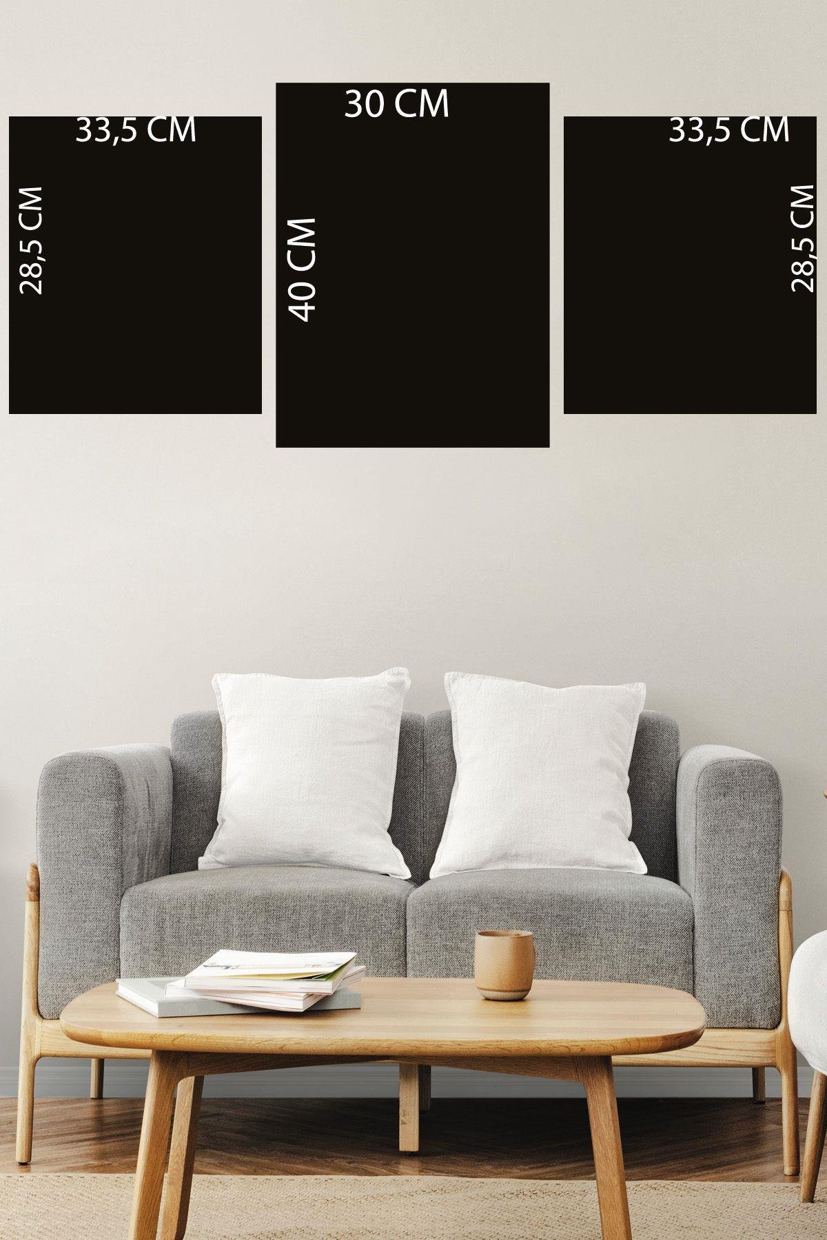 3 Parça Allah Muhammed Temalı Gold Tablo Seti