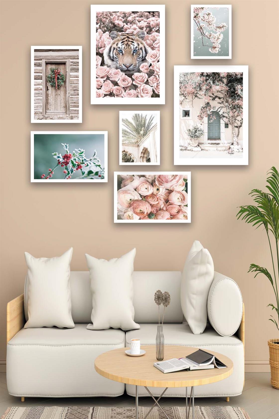 Kaplan Ve Gül Temalı Tablo Seti