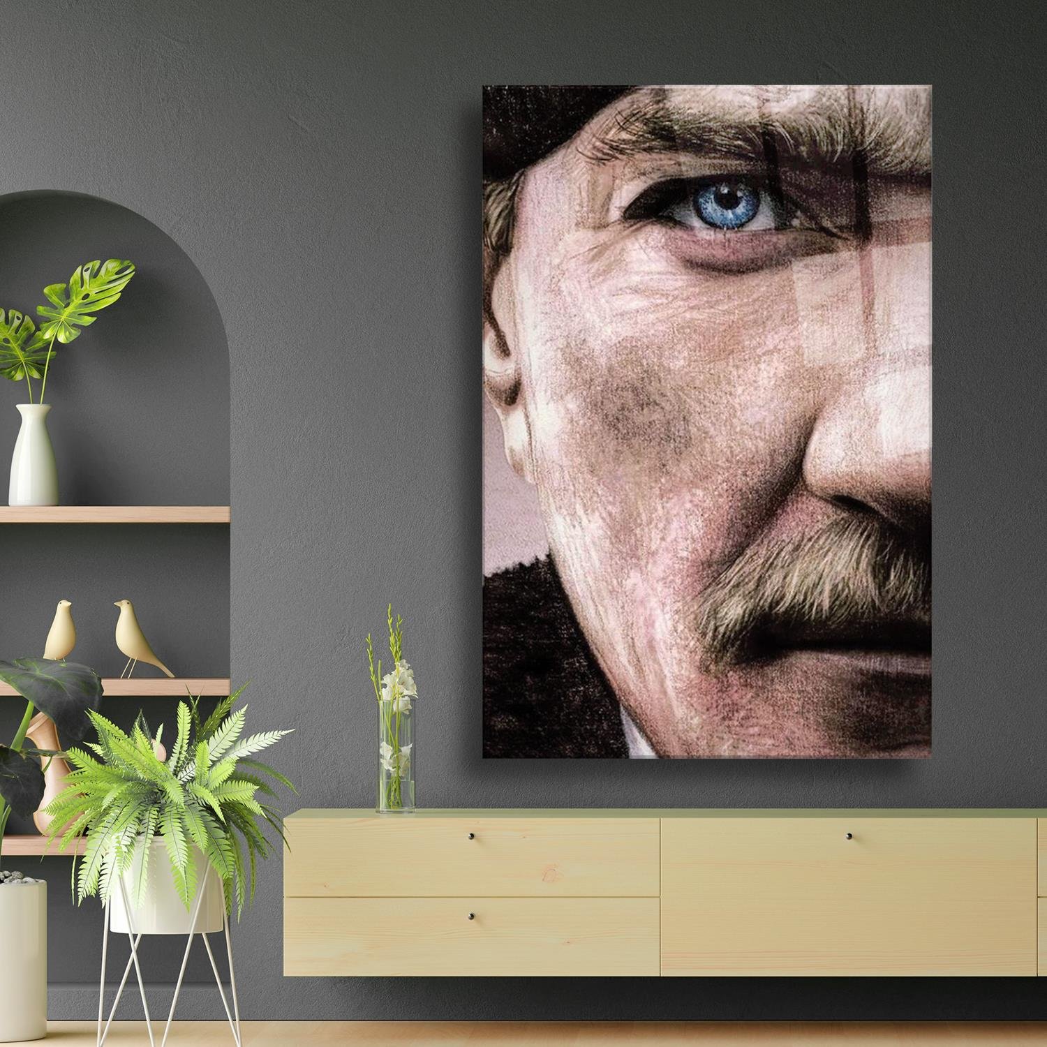 Atatürk Keskin Bakış Temalı Dayanıklı Cam Tablo