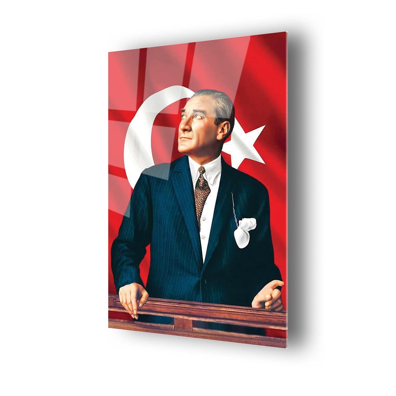 Atatürk Serisi Türk Bayrağı Temalı Dayanıklı Cam Tablo